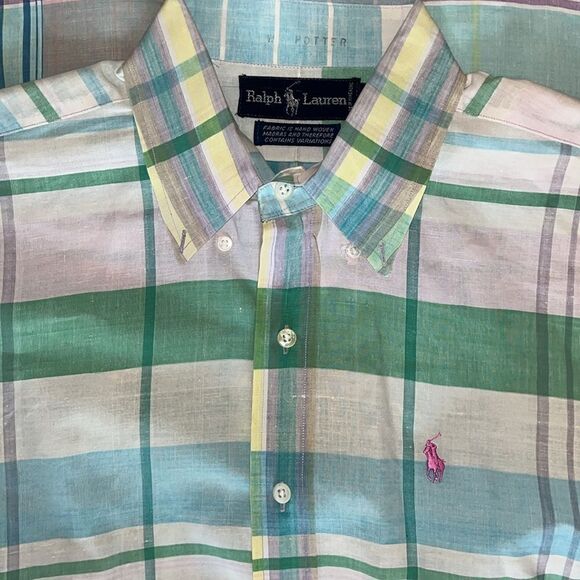 Lot of 4 Polo Ralph Lauren Pastel & Blue w/Pony LS summer Shirt L men’s - Picture 2 of 11